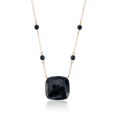 Black Onyx Pendant Necklace With Beads in 14kt Yellow Gold &mdash; Alt Image 1