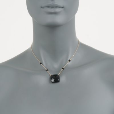 Black Onyx Pendant Necklace With Beads in 14kt Yellow Gold &mdash; Alt Image 2