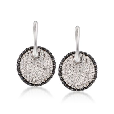 Roberto Coin "Fantasia" .65 ct. t.w. Black Sapphire and .65 ct. t.w. Diamond Drop Earrings in 18kt White Gold &mdash; Alt Image 1