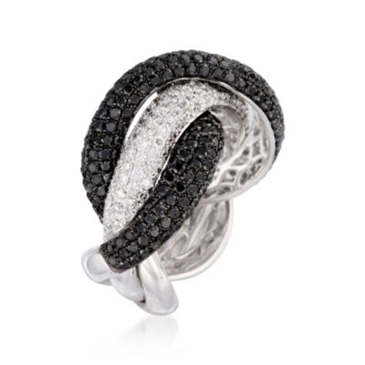 Roberto Coin 3.15 ct. t.w. Black and White Diamond Criss-Cross Ring in 18kt White Gold. Size 6.5 &mdash; Alt Image 3