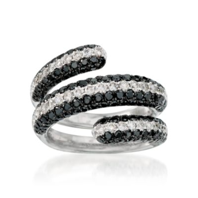 Roberto Coin 2.70 ct. t.w. Black and White Diamond Snake Ring in 18kt White Gold. Size 6.5 &mdash; Alt Image 1
