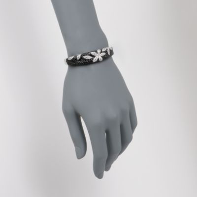 Roberto Coin "Fantasia Marguerita" 7.75 ct. t.w. Black Sapphire and 1.65 ct. t.w. Diamond Bangle Bracelet in 18kt White Gold. 7" &mdash; Alt Image 2