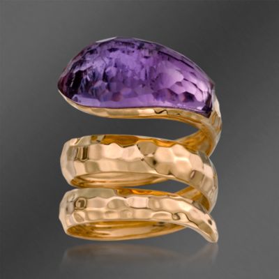 Roberto Coin "Martellato" 6.50 Carat Amethyst Snake Ring in 18kt Rose Gold. Size 6.5 &mdash; Alt Image 1