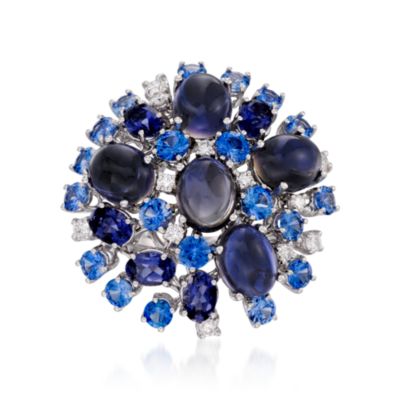 Roberto Coin 14.25 ct. t.w. Multi-Gem and .52 ct. t.w. Diamond "Fantasia" Ring in 18kt White Gold. Size 6.5 &mdash; Alt Image 1