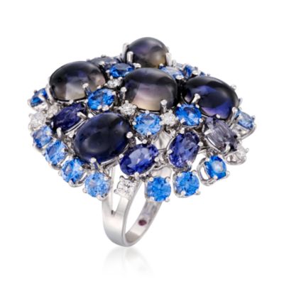 Roberto Coin 14.25 ct. t.w. Multi-Gem and .52 ct. t.w. Diamond "Fantasia" Ring in 18kt White Gold. Size 6.5 &mdash; Alt Image 3