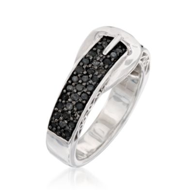 .50 ct. t.w. Black Diamond Buckle Ring in Sterling Silver &mdash; Alt Image 3