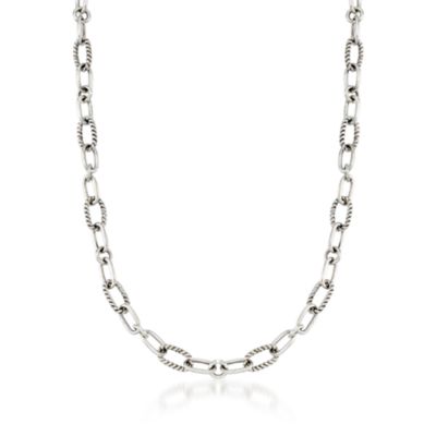 Sterling Silver Mixed-Link Necklace. 16" &mdash; Alt Image 1