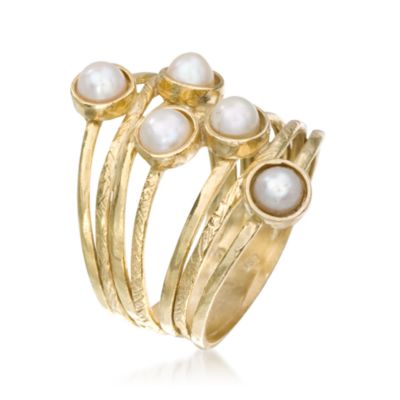 4mm Pearl Stacked-Look Ring in 24kt Gold Over Sterling &mdash; Alt Image 3