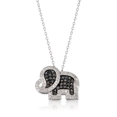 .45 ct. t.w. Black and White Diamond Elephant Pendant Necklace Sterling Silver. 18" &mdash; Alt Image 1