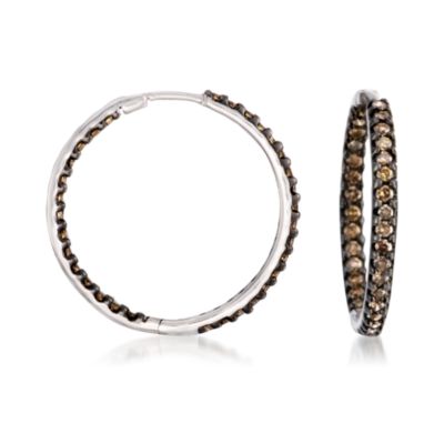 1.00 ct. t.w. Brown Diamond In-And-Out Hoop Earrings in Sterling Silver &mdash; Alt Image 1
