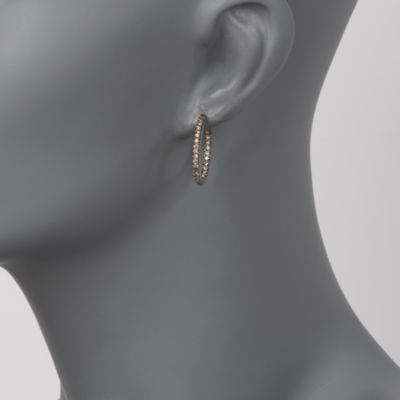 1.00 ct. t.w. Brown Diamond In-And-Out Hoop Earrings in Sterling Silver &mdash; Alt Image 2