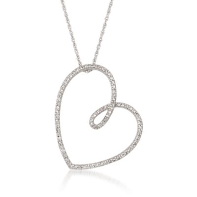 .50 ct. t.w. Diamond Heart Pendant Necklace in Sterling Silver. 18" &mdash; Alt Image 1