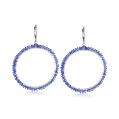 22.00 ct. t.w. Tanzanite Hoop  Earrings in Sterling Silver &mdash; Alt Image 1