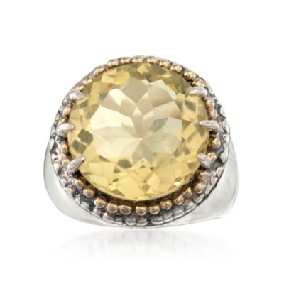 10.35 Carat Lemon Quartz Ring in Two-Tone &mdash; Alt Image 1