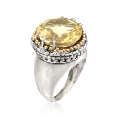 10.35 Carat Lemon Quartz Ring in Two-Tone &mdash; Alt Image 3