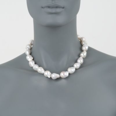 13-15mm Cultured Baroque Pearl Necklace With Sterling Silver Clasp &mdash; Alt Image 2