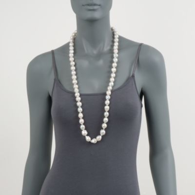 13-15mm Cultured Baroque Pearl Necklace With Sterling Silver Clasp &mdash; Alt Image 5