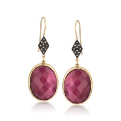 38.00 ct. t.w. Ruby Earrings With .10 ct. t.w. Diamonds in 18kt Over Sterling &mdash; Alt Image 1