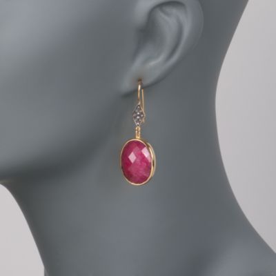 38.00 ct. t.w. Ruby Earrings With .10 ct. t.w. Diamonds in 18kt Over Sterling &mdash; Alt Image 2