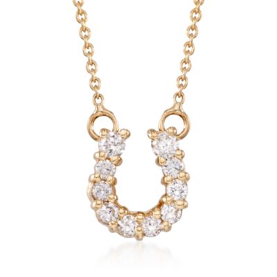 Roberto Coin "Tiny Treasures" .24 ct. t.w. Diamond Horseshoe Necklace in 18kt Yellow Gold &mdash; Alt Image 1
