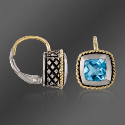 Andrea Candela 4.00 ct. t.w. Blue Topaz Earrings in Two-Tone &mdash; Alt Image 3