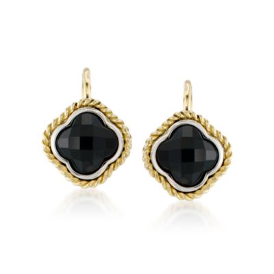 Andrea Candela Black Onyx Clover Earrings in Two-Tone &mdash; Alt Image 1