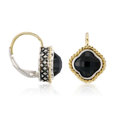 Andrea Candela Black Onyx Clover Earrings in Two-Tone &mdash; Alt Image 3