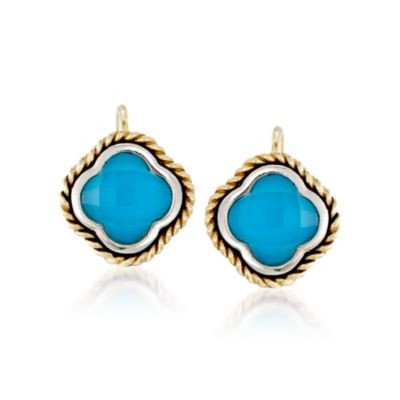 Andrea Candela Turquoise Clover Earrings in Two-Tone &mdash; Alt Image 1