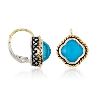 Andrea Candela Turquoise Clover Earrings in Two-Tone &mdash; Alt Image 3