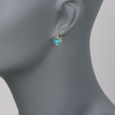 Andrea Candela Turquoise Clover Earrings in Two-Tone &mdash; Alt Image 2