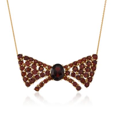 C. 1970 Vintage 5.50 ct. t.w. Garnet Necklace in 14kt Yellow Gold. 16" &mdash; Alt Image 1