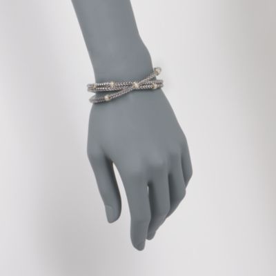 Andrea Candela .14 ct. t.w. Diamond Crisscross Cuff Bracelet In Two-Tone. 7" &mdash; Alt Image 2