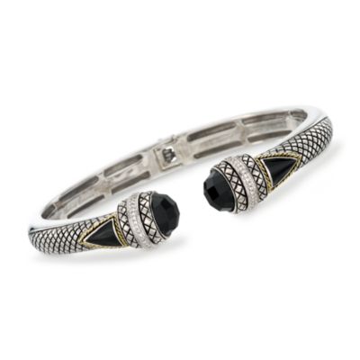 Andrea Candela Black Onyx Bracelet in Two-Tone. 7" &mdash; Alt Image 1