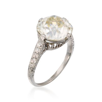 C. 1970 Vintage 5.71 Carat Diamond Solitaire Ring With .20 ct. t.w. Diamonds in Platinum. Size 7 &mdash; Alt Image 3