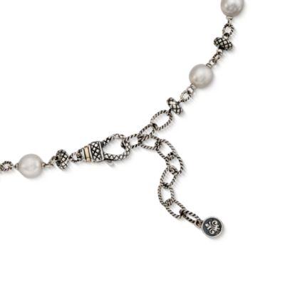 Andrea Candela 7.5-8mm Pearl Station Necklace In Two-Tone. 18" &mdash; Alt Image 3