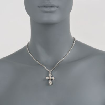 Andrea Candela Cross Pendant Necklace in Two-Tone. 17" &mdash; Alt Image 2