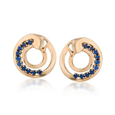C. 1950 Vintage 1.40 ct. t.w. Sapphire Earrings in 14kt Yellow Gold &mdash; Alt Image 1