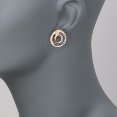 C. 1950 Vintage 1.40 ct. t.w. Sapphire Earrings in 14kt Yellow Gold &mdash; Alt Image 2