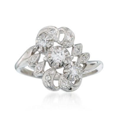 C. 1950 Vintage .30 ct. t.w. Diamond Ring in 14kt White Gold. Size 7.5 &mdash; Alt Image 1