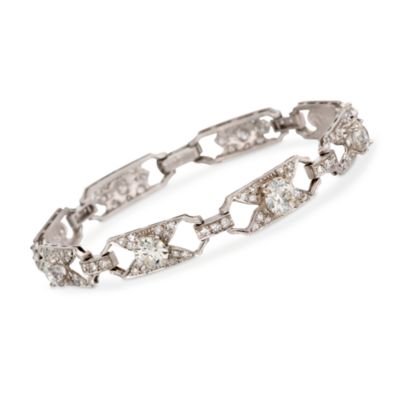 C. 1950 Vintage 5.87 ct. t.w. Diamond Bracelet in Platinum. 6.75" &mdash; Alt Image 1