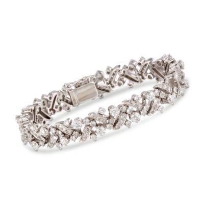 C. 1950 Vintage 13.00 ct. t.w. Diamond Bracelet in 14kt White Gold. 7.75" &mdash; Alt Image 1