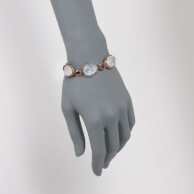 Moonstone and 2.80 ct. t.w. Pink Tourmaline Bracelet With 3.15 ct. t.w. Natural Diamonds in Vermeil &mdash; Alt Image 2