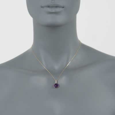 4.00 Carat Amethyst Pendant Necklace With Diamonds in 14kt Yellow Gold. 16" &mdash; Alt Image 2