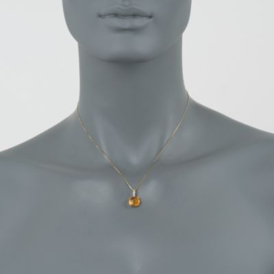 4.00 Carat Citrine Pendant Necklace With Diamonds in 14kt Yellow Gold. 16" &mdash; Alt Image 2