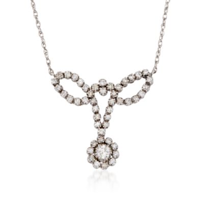 C. 1990 Vintage 1.95 ct. t.w. Diamond Necklace in 14kt White Gold. 16" &mdash; Alt Image 1