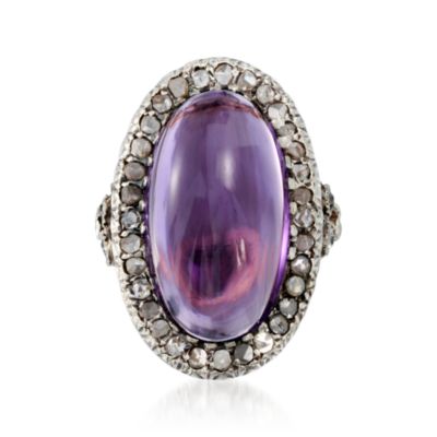 C. 1890 Vintage 12.00 Carat Amethyst and .80 ct. t.w. Diamond Ring In Two-Tone. Size 6 &mdash; Alt Image 1