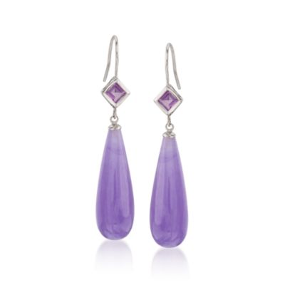 .55 ct. t.w. Amethyst and Lavender Jade Teardrop Earrings in Sterling Silver &mdash; Alt Image 1