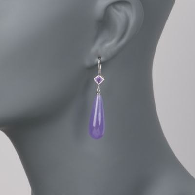 .55 ct. t.w. Amethyst and Lavender Jade Teardrop Earrings in Sterling Silver &mdash; Alt Image 2