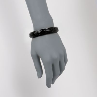 Carved Black Onyx Slip-On Bangle Bracelet. 8" &mdash; Alt Image 2