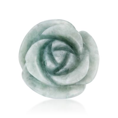 Carved Green Jade Flower Ring &mdash; Alt Image 1